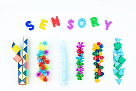Sensory Word And Sensory Toy For Kid. Sensory Training, Fine Motor Skills, Sensory Integration, Dysfunction And Processing Disorder. Sensory Toy, Creativity, Occupational Therapy