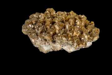 Macro of Baryte mineral stone on black background