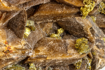 Macro mineral stone Barit Pyrit on a white background
