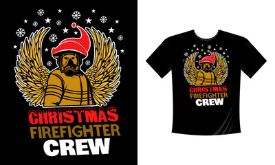 Christmas Firefighter Crew T-Shirt Design Template for Christmas Celebration. Good for Greeting card, t-shirt, mug, gifts. For Men, Women, and Baby clothes