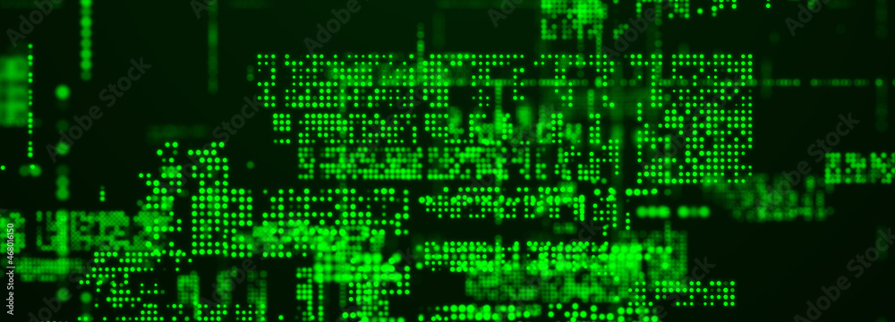 Fototapete Abstract technology background. Computer matrix. Futuristic cyber background of particles. 3d rendering.