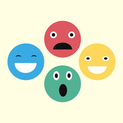 A set of emoticons of different colors for use in website design 