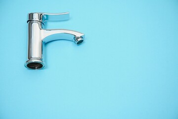 Double handle water tap. New chrome or steel mixer tap