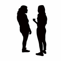 two women making chat, silhouette vector