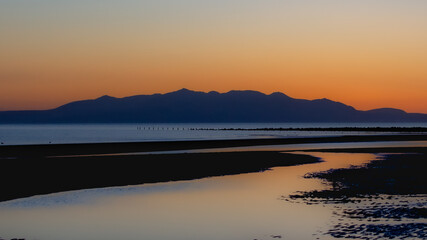 Sunset over the isle of arran, ayrshire