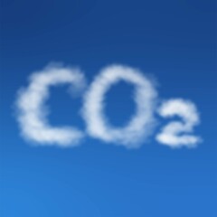 Naklejka na ściany i meble carbon dioxide in the form of a chemical formula cloud on the sky