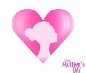 happy mothers day on white background. Editable vector for postcard, banner, invitation.	