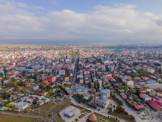 Drone photo of the downtown Kars Province, Turkey