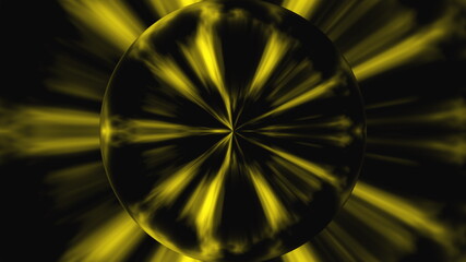 Geometric explosion in 3d render of an energy ball. Digital ornament with waves of directional smoke. Magical item filled with ancient elemental powers in futuristic frame.