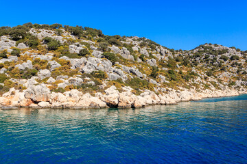 Obraz premium View of the Taurus mountains and the Mediterranean sea near Demre, Antalya province in Turkey