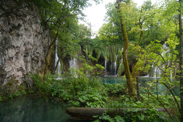 Waterfalls on the lake 