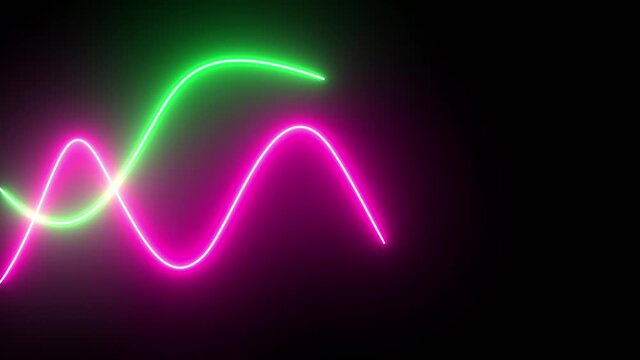 glowing neon lights green and pink bars with moving animation