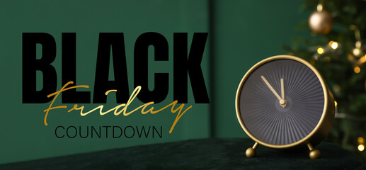 Alarm clock in room. Black Friday countdown