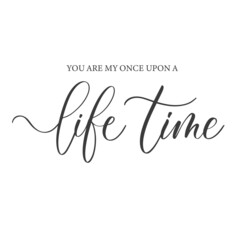 You are my once upon a life time. Calligraphy inscription.