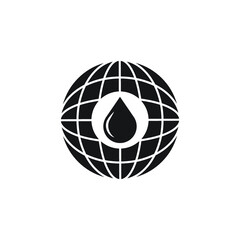 drop and global sphere flat block style icon design, Oil industry Gas energy fuel technology power industrial production and petroleum