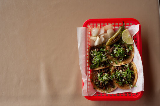 Tacos In Red Tray