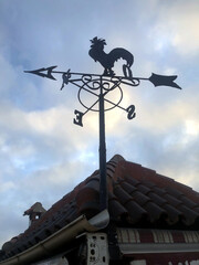 Rooster-shaped metal weather vane