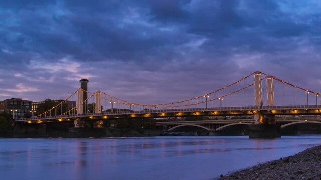 London, England, City Area Buildings Time Lapse Thames River Sunset
