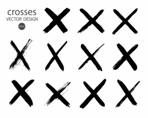 Obraz premium X black label.Cross graphic symbol of the sign.Crossed brush strokes