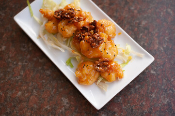 Walnut prawns