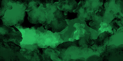 Deep Dark Black and Green Water Color Painted Background Texture