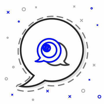 recommend clip art: Line Billiard pool snooker ball with number 8 icon isolated on white background. Colorful outline concept. Vector