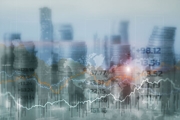Mixed Media Finance Background. Economy trends concept