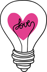 Vector illustration of Love light bulb, love lights, cutting files and designs for clothes, t-shirts, glasses, caps, mugs, vinyl and others