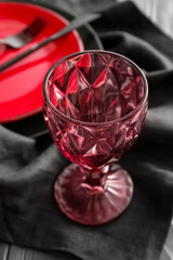 Empty glass on table, closeup