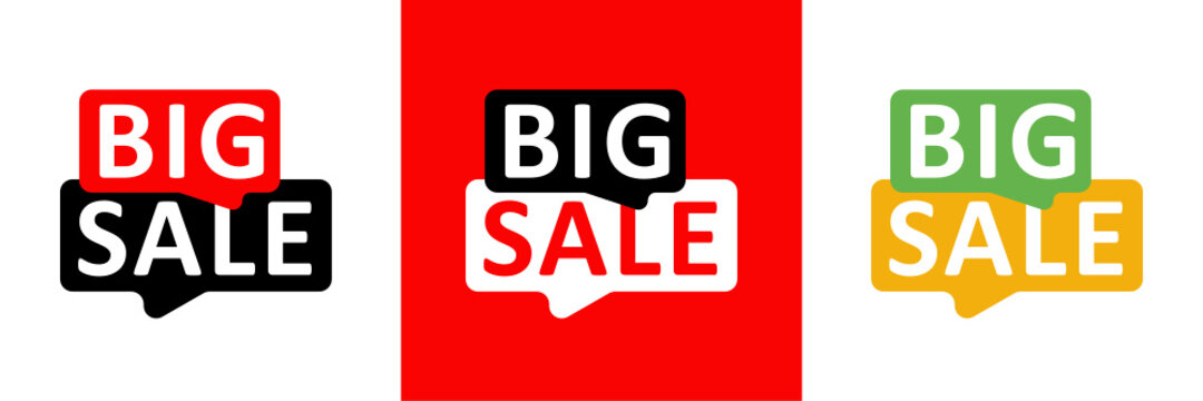 Big Sale templates in various colors. Vector