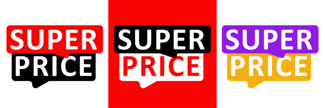Super Price templates in various colors. Vector