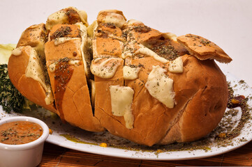 Baguette with cheese and spices