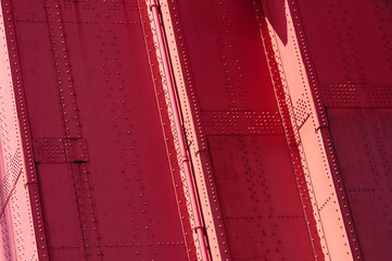 Detail of the rivets of the Golden Gate Bridge in San Francisco, California, USA