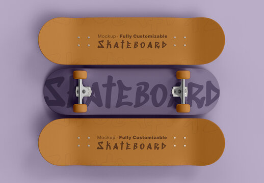 Three Skateboards Mockup