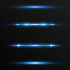 Set of vector glowing lines. Horizontal glowing lines png, magic glow, line light, blue light png.