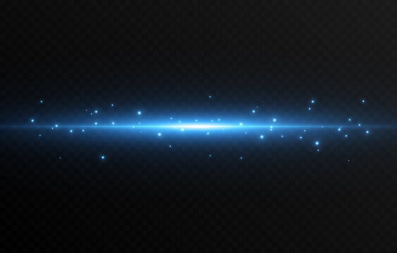 Vector glowing line of light. Horizontal glowing line png, magic glow, particle explosion, blue dust, blue light png.