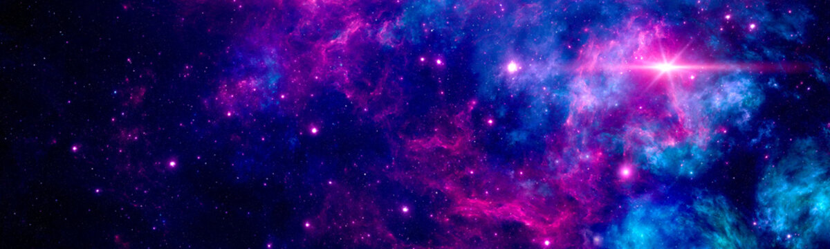 Cosmic background with a bright nebula and the brilliance of stars