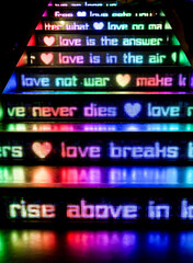 Fototapeta premium Stair with neon lettering