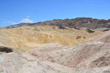 Fototapeta na wymiar Golden colored hills of the Golden Canyon Area in Death Valley, California, USA. 