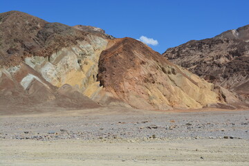 A scenic view on golden colored hills of the Golden Canyon Area in Death Valley, California, USA. 