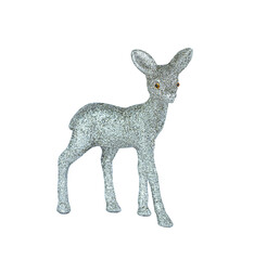 Little silver reindeer christmas decoration figure isolated on white