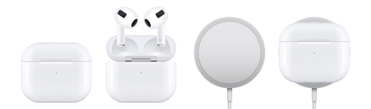 New model Airpod Apple, Realistic Template, Vector editorial illustration
