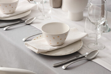 Elegant Christmas table setting, closeup
