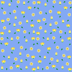 seamless pattern floral shapes on blue background	
