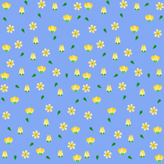 seamless pattern floral shapes on blue background	
