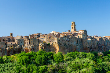 Fototapeta premium Little medieval town Pitigliano, perched on a tuff rock, Tuscany, italy