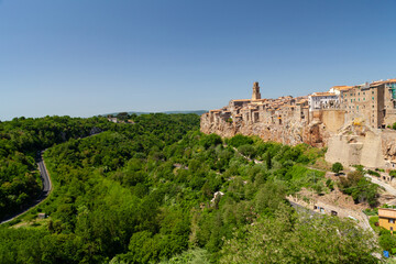 Fototapeta premium Little medieval town Pitigliano, perched on a tuff rock, Tuscany, italy