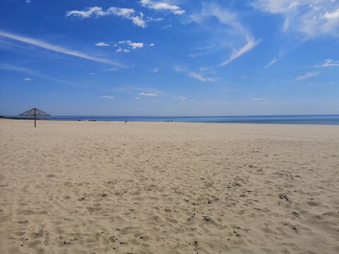 Empty beach, Marina di Ginosa, Gulf of Taranto, Puglia, Italy