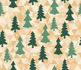 Green trees on gold background