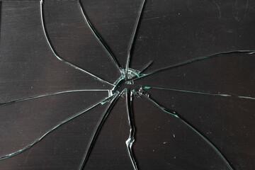 broken glass on black background